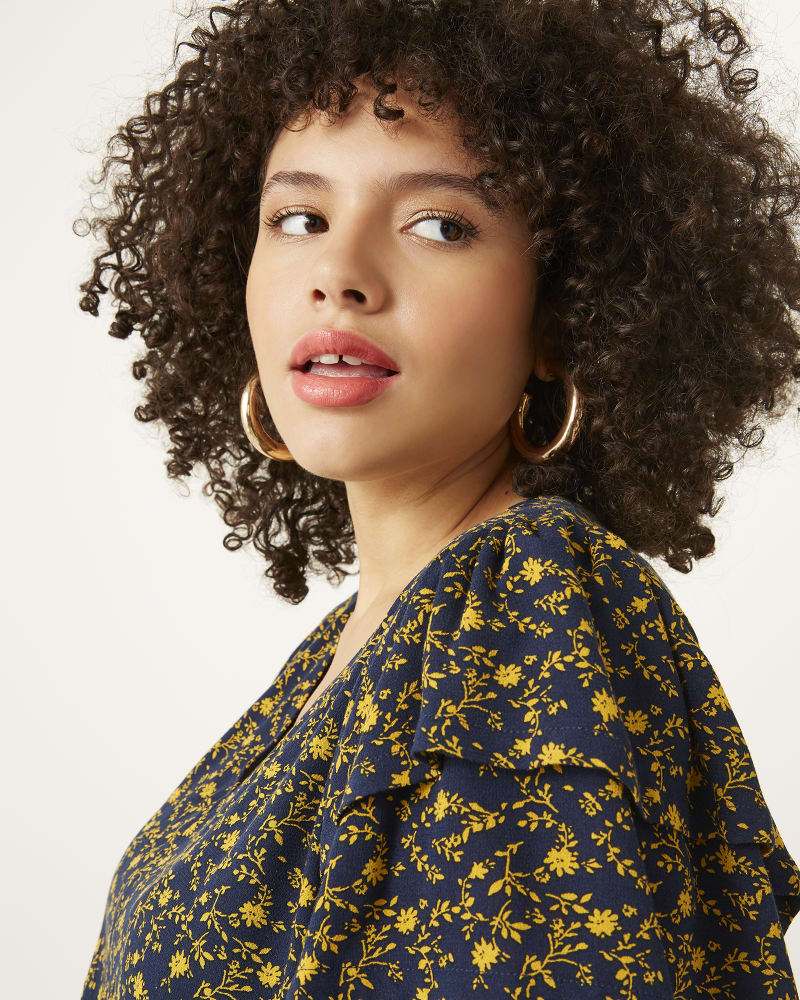 Front of plus size Tonya Ruffled Midi Dress by Downing Studio | Dia&Co | dia_product_style_image_id:164995